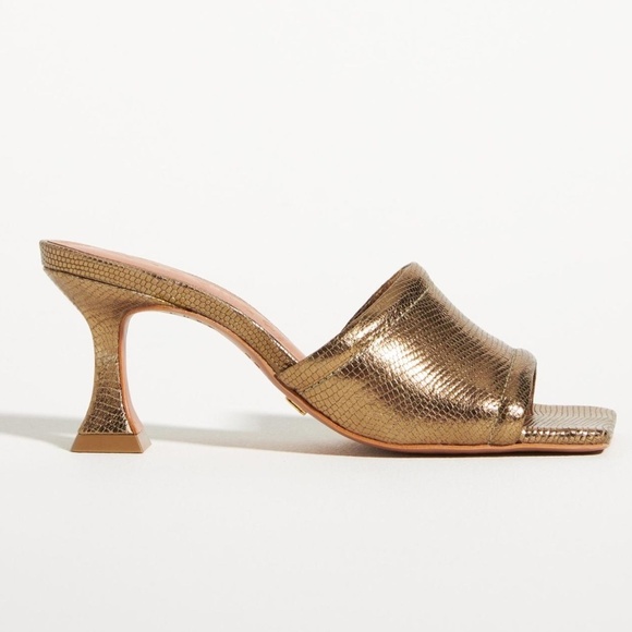 Anthropologie Vicenza Metallic Square Toe Mules 38 - Picture 2 of 5